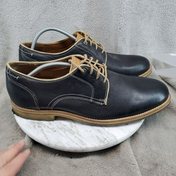 Johnston & Murphy Shoes Mens Size 12 Black Sheepskin Leather Howell Oxford - Picture 4 of 10
